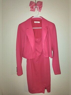 Barbiecore Midi Dress with Cropped Blazer - Pink